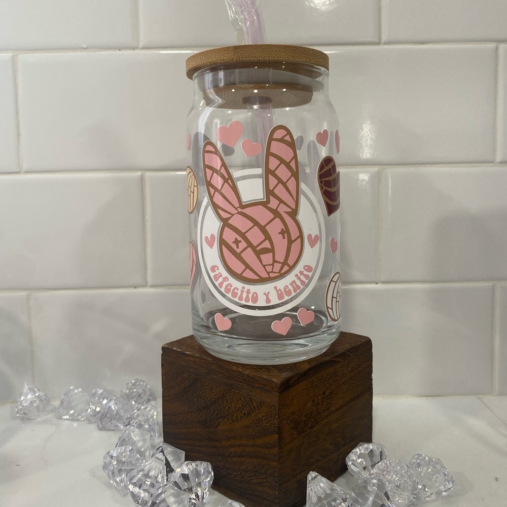 Bad bunny glass can cup!!